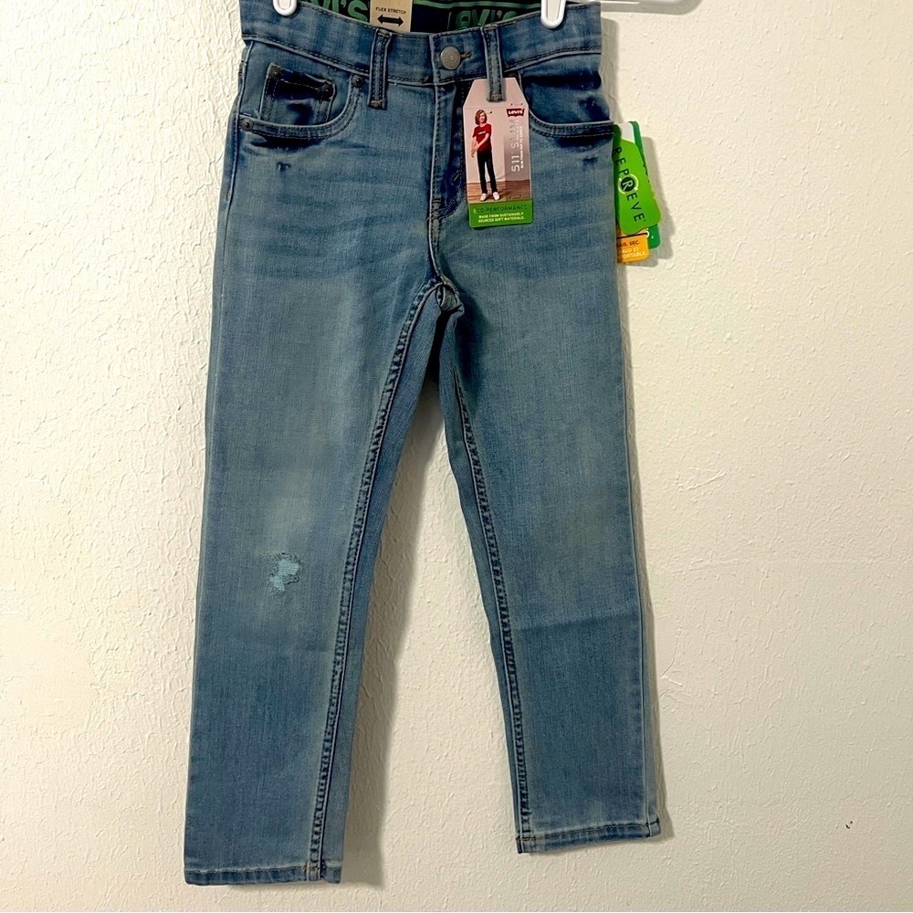 Levi's 511 Boy 7X Regular NWT Slim Stretch Adj Waist ECO Performance Denim Jeans